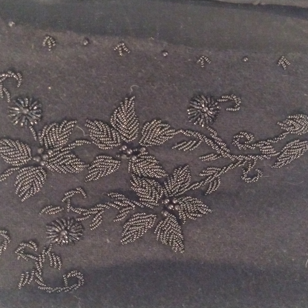 Fab Lu black hand beaded sweater 20% angora, 10% nylon, 70% lambswool. Size 13.